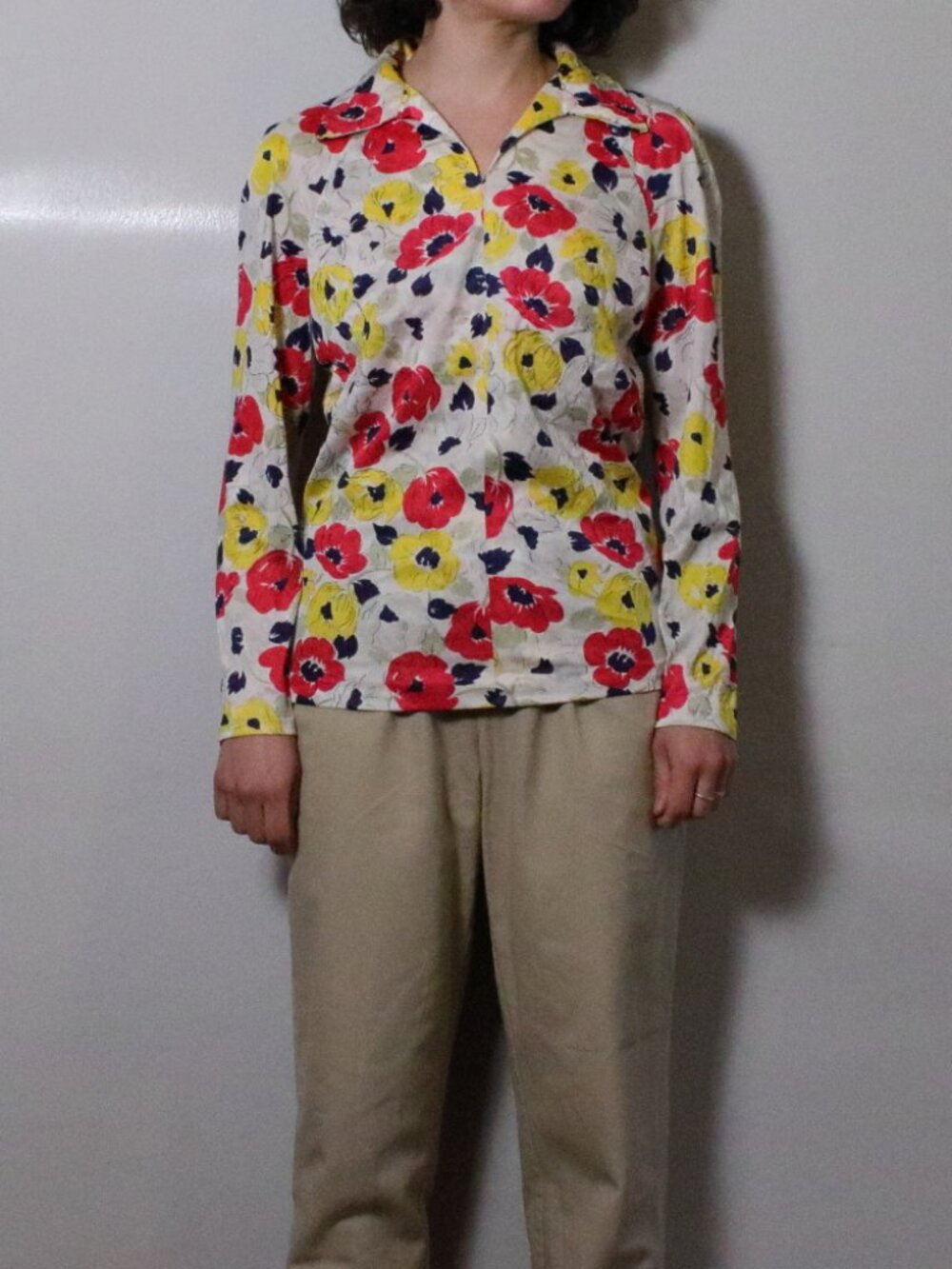 Handmade Vintage Floral Collared Blouse Small